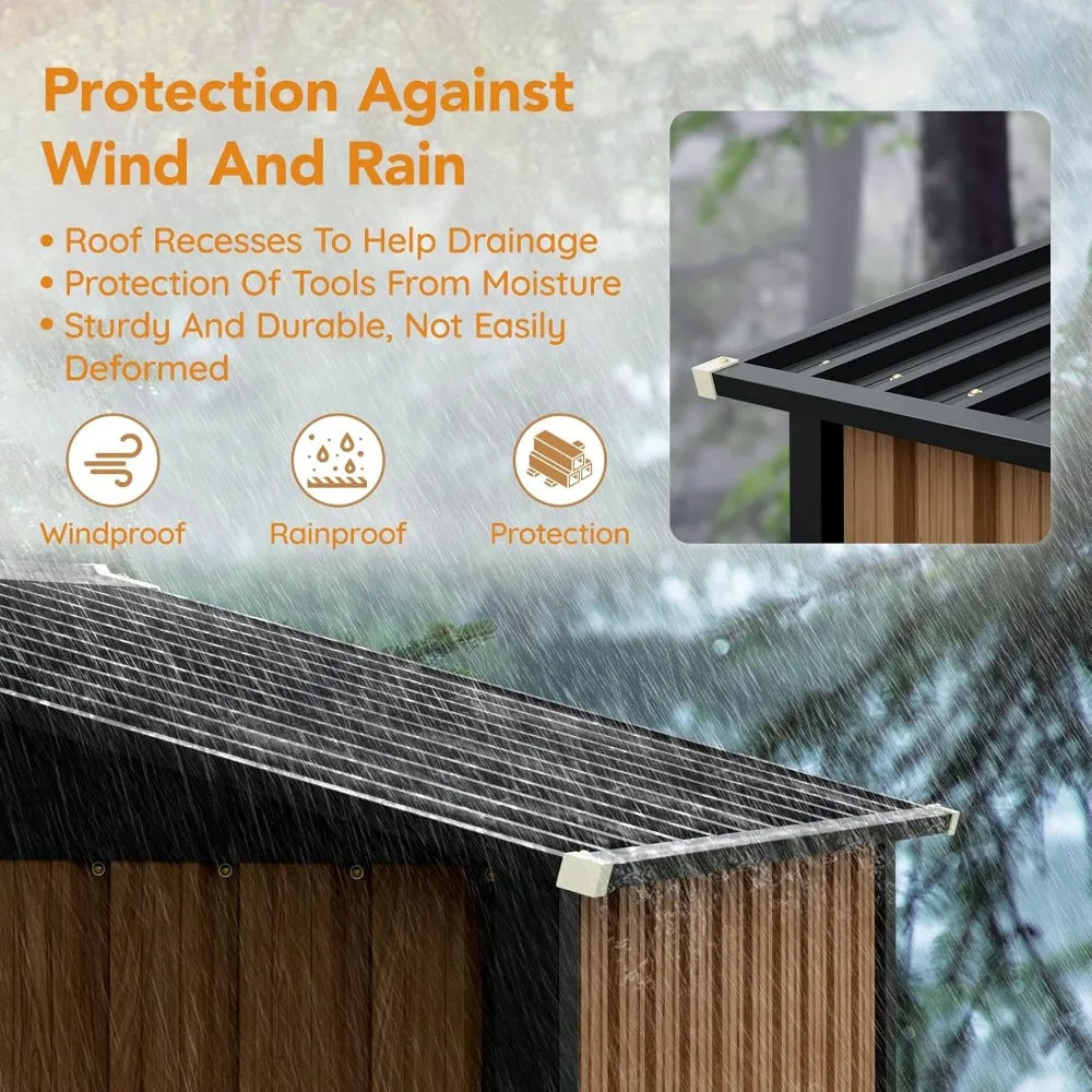 6X4FT Garden Storage Shed with Lockable Door, Steel Tool Shed