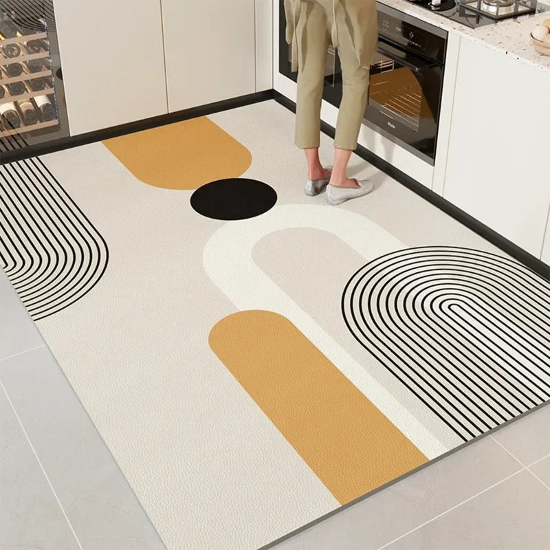 Kitchen Mat Pvc Waterproof Oil-proof Carpet Leather Large Rug