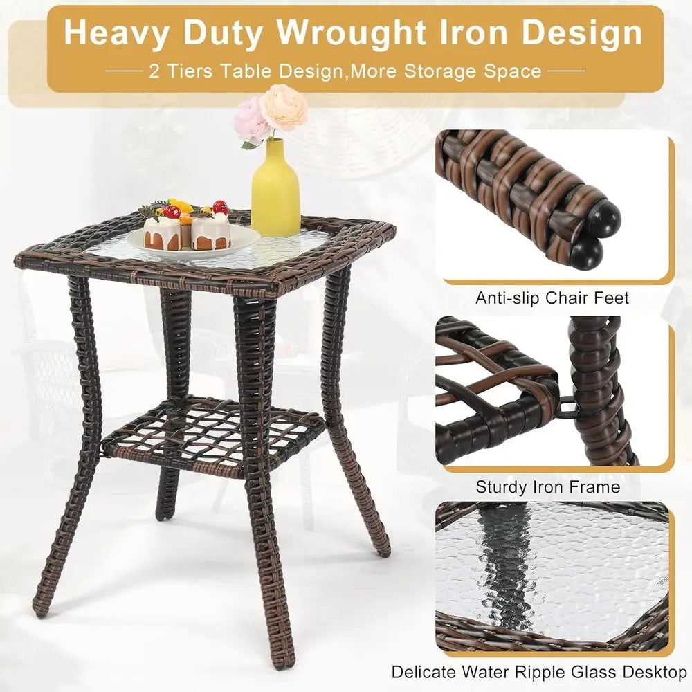 3-Piece Patio Furniture Set,  Swivel Rocking Chairs for  2, Outdoor Swivel Bistro Chairs, Porch Chairs with Bistro Table