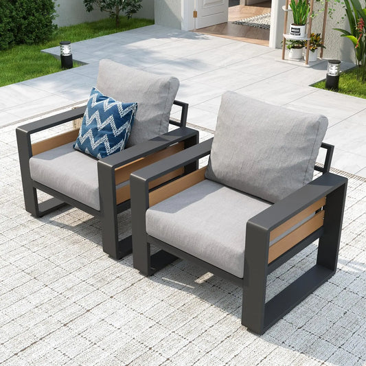 Luxury Aluminum 2 Piece Outdoor Sectional Sofa with 6" Olefin Cushions & Coffee Table