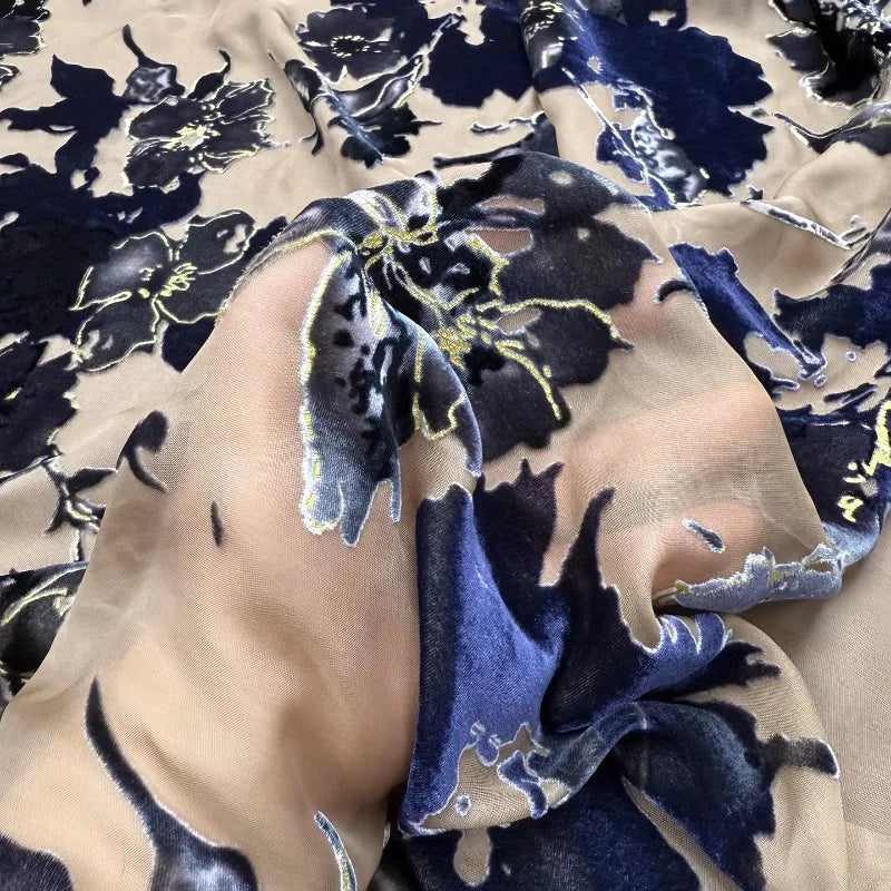 Transparent High-quality Velvet Fabric Mulberry Silk Velvet Burnt Flower