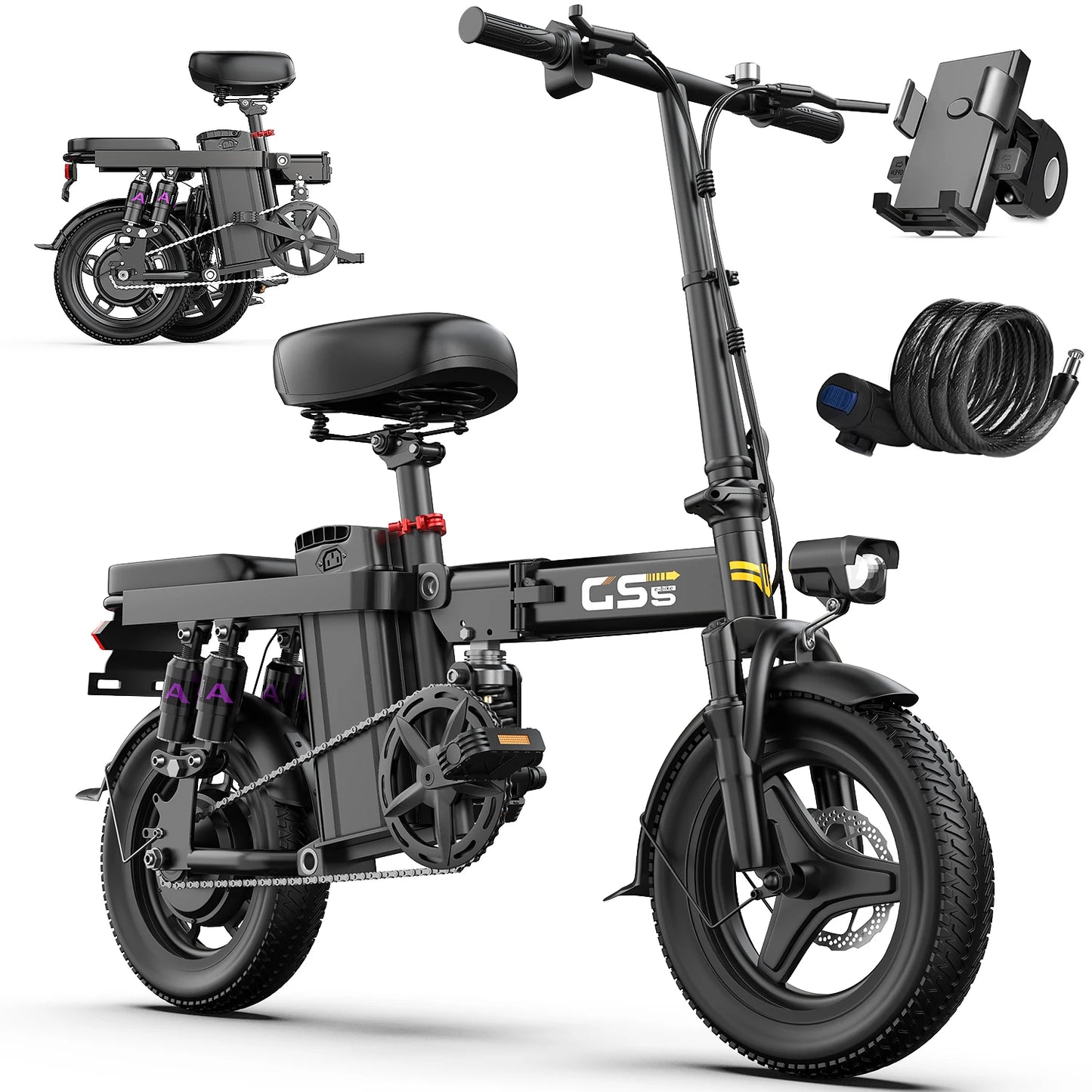 Battery EBike,30+MPH,740W Folding Electric Bike,35 Miles Max Range