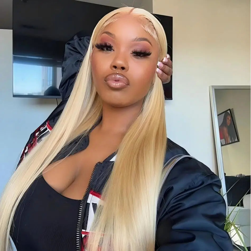 Blonde  Lace Front Wig 100% Human Hair  Density Straight  Frontal Wigs