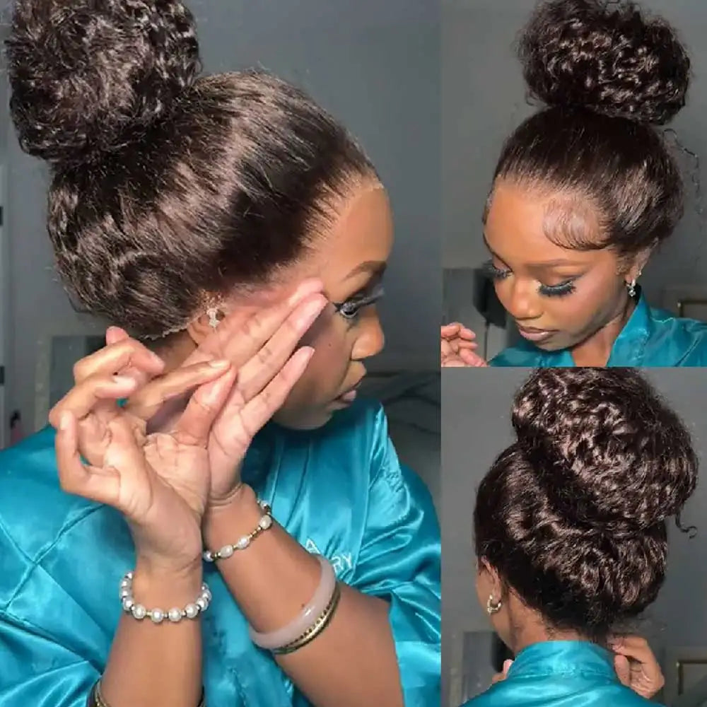 Chocolate Brown 30 Inch Deep Wave Lace Front Wig Glue less Wig Human Hair