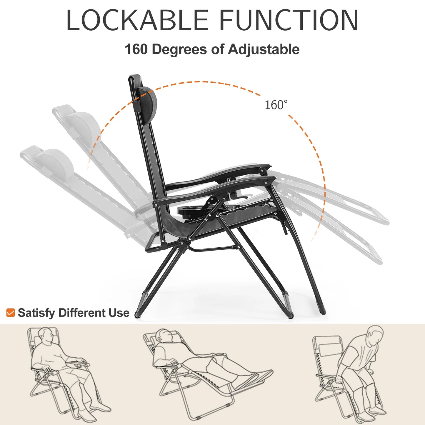 Zero Gravity Set of 2 Portable Recliner Camping Patio Out door