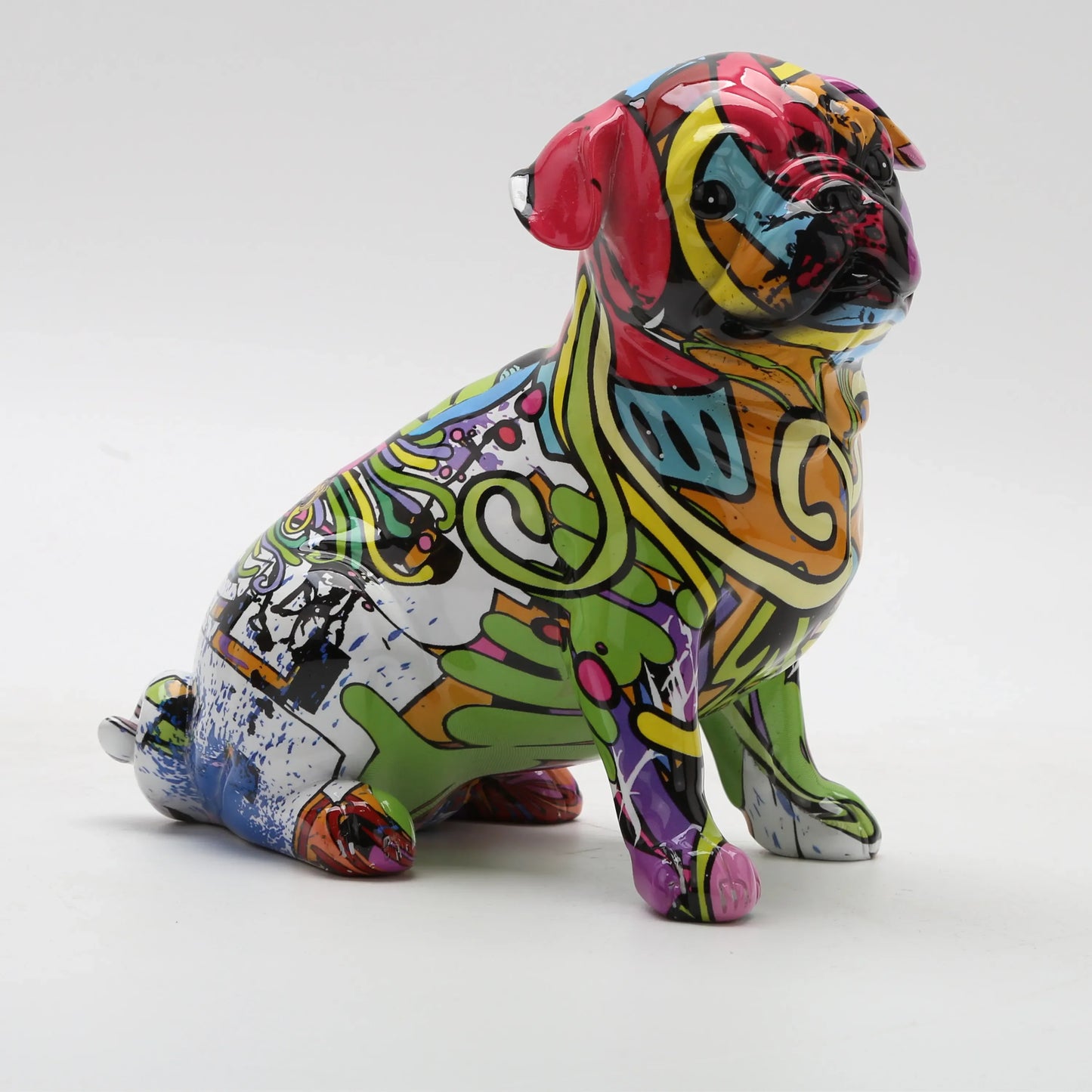 Graffiti Simple Creative Painted Pug Living Dog Color  Decorations