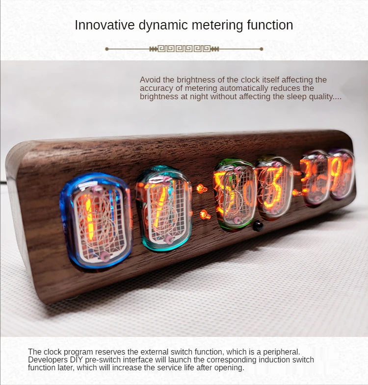Wood Nixie Tube Clock Retro Alarm Table Clock Digital Watch Soviet Union In12 Tube Electronic Desktop Clocks Black Walnut Gift