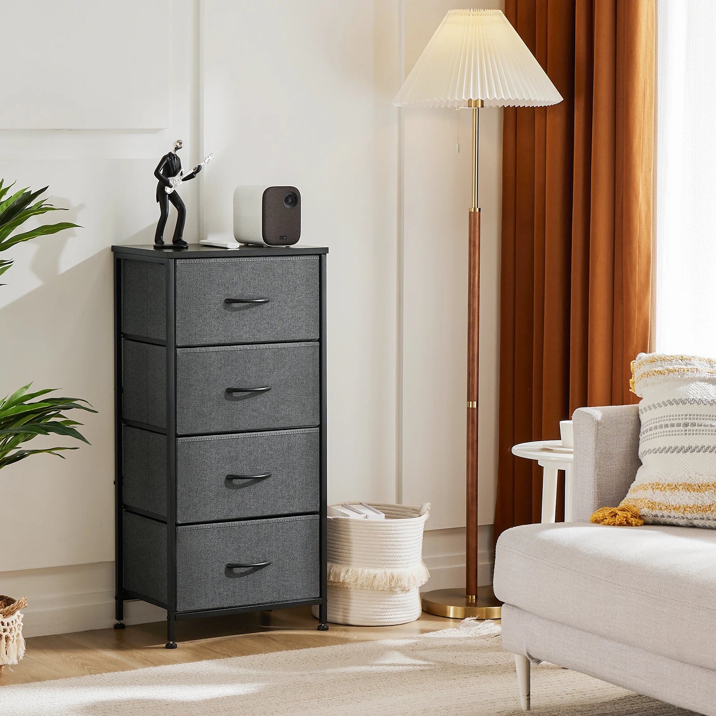Dresser For Bedroom With 4 Fabric Drawers Nightstand Wardrobe