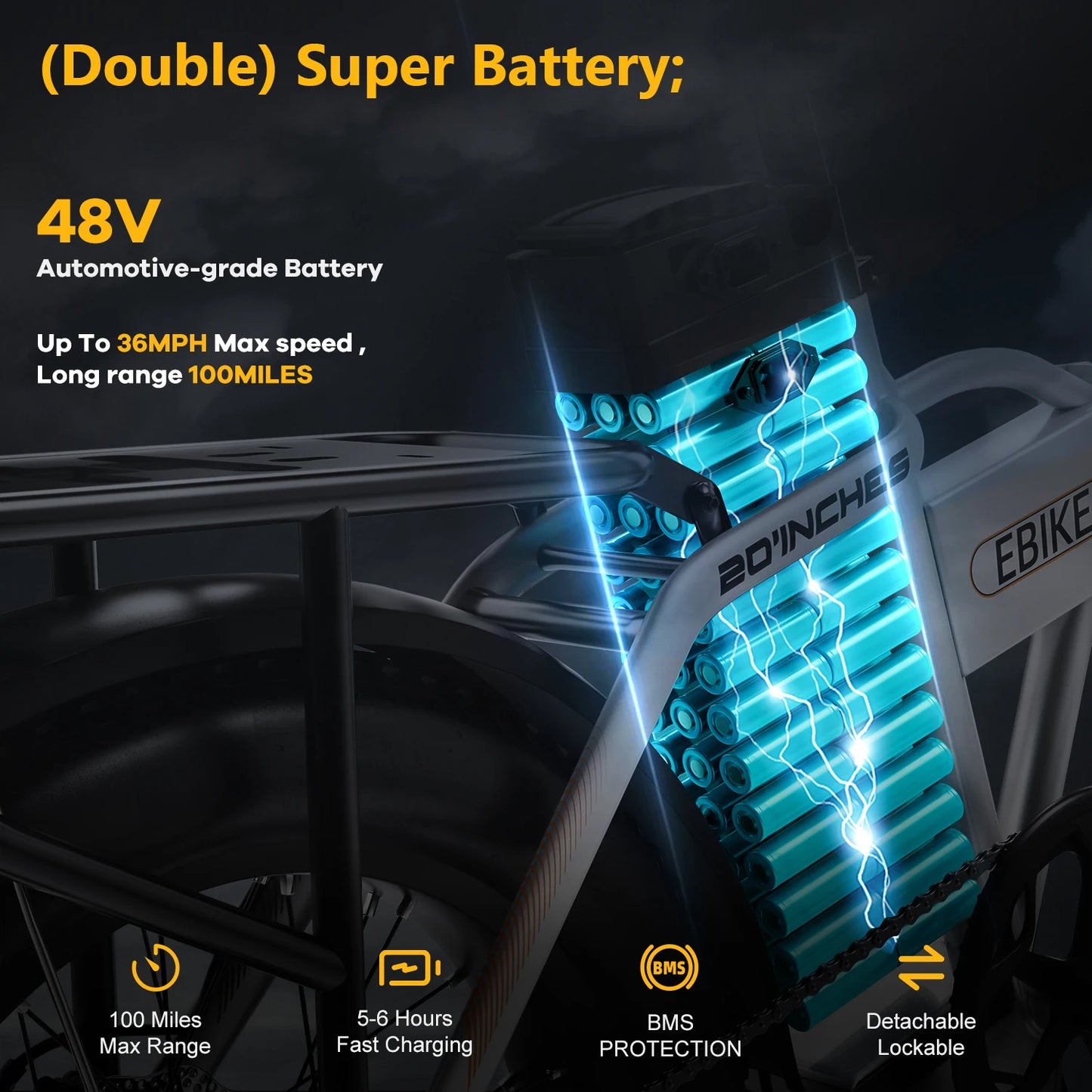 Removable Battery EBike,  Folding Electric Bike,80 Miles Max Range Adults,