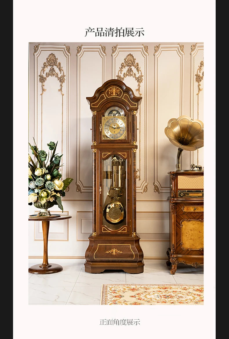 Vertical mechanical floor clock Living room European-style villa seat clock Chinese retro classical pendulum clock