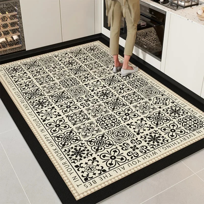 Kitchen Mat Pvc Waterproof Oil-proof Carpet Leather Large Rug