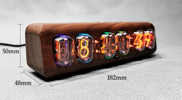 Wood Nixie Tube Clock Retro Alarm Table Clock Digital Watch Soviet Union In12 Tube Electronic Desktop Clocks Black Walnut Gift