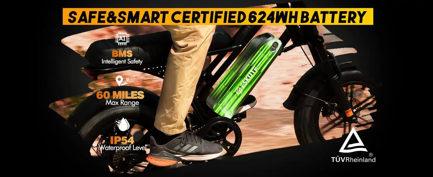 V100 Electric Bike, 1500W Peak 28MPH 48V13Ah Motorcycle,