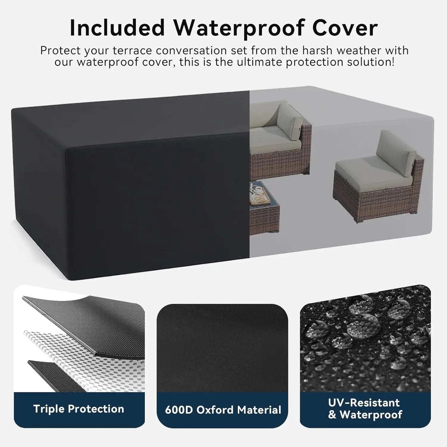 7 Piece Outdoor Patio Furniture Set with Coffee Table