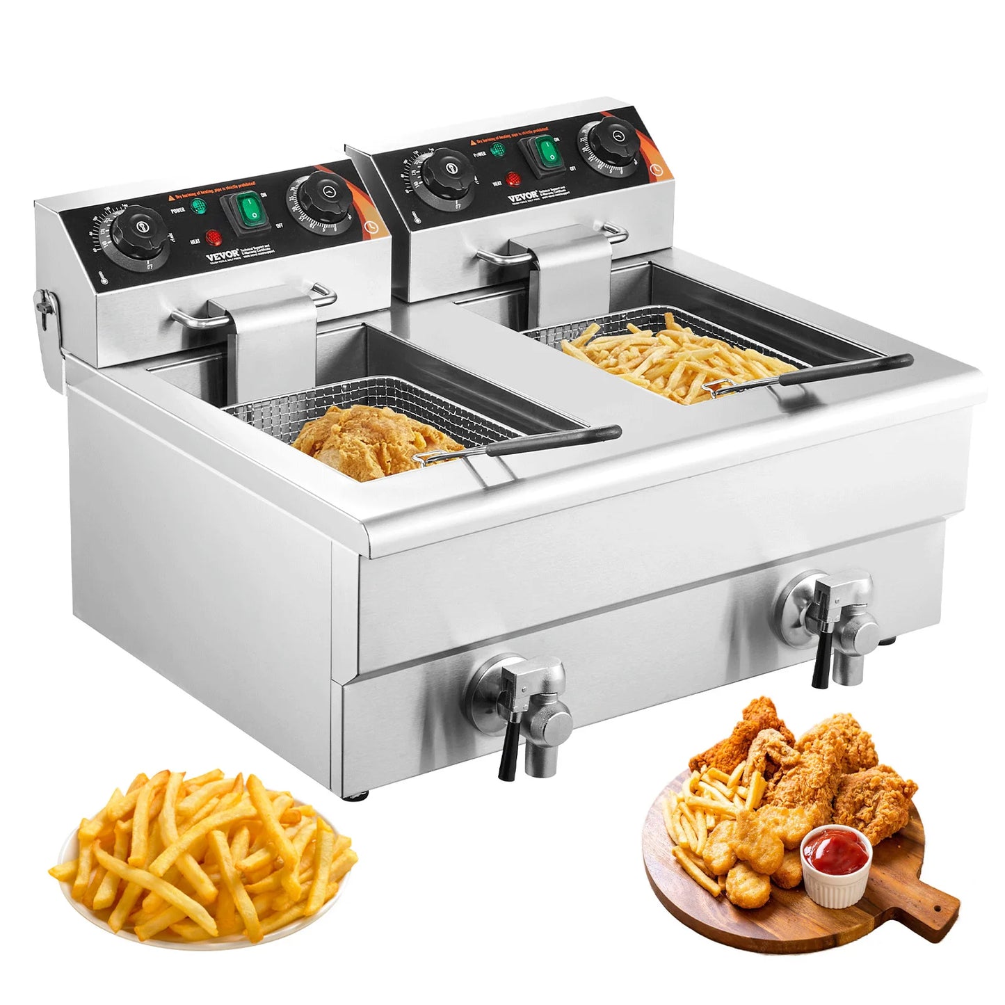 12L Electric Deep Fryer w/Dual Removable Tanks Commercial Countertop  Fryer
