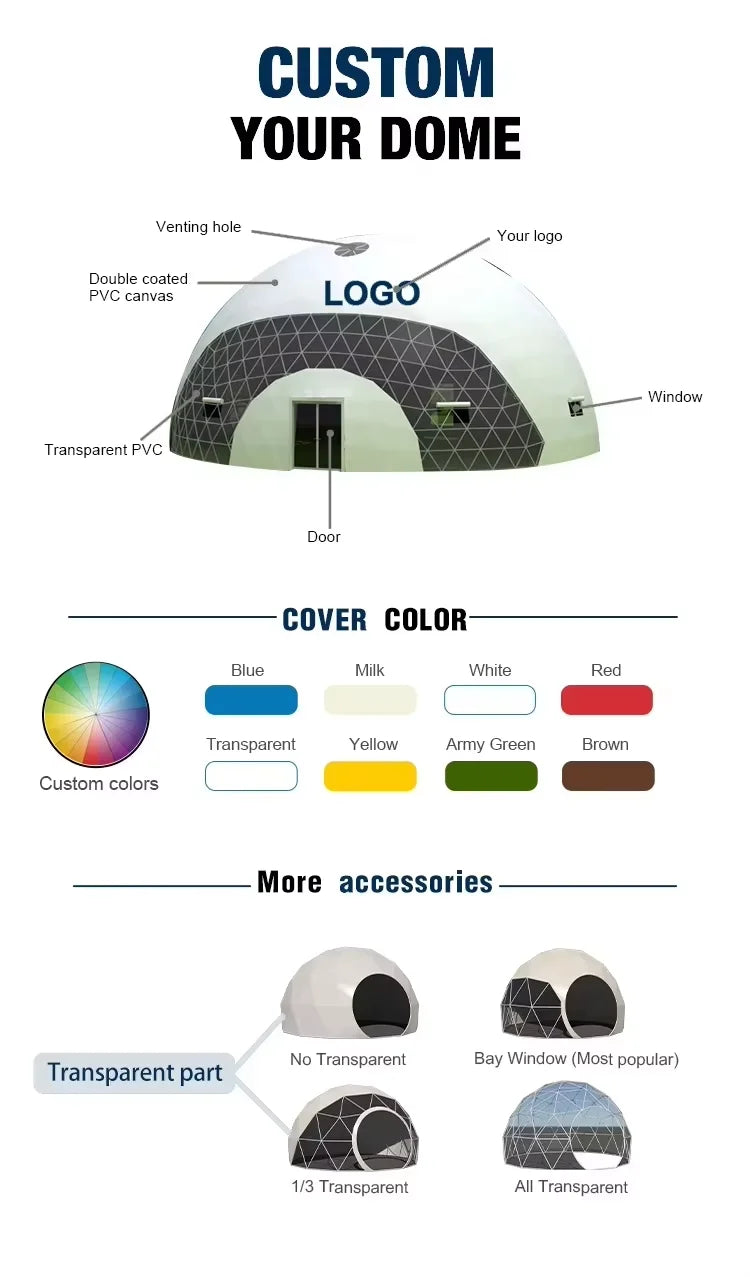 Luxury Glass Dome Hotel Tent, Waterproof 4 Season Outdoor Glamping House For Garden Resort Vacation