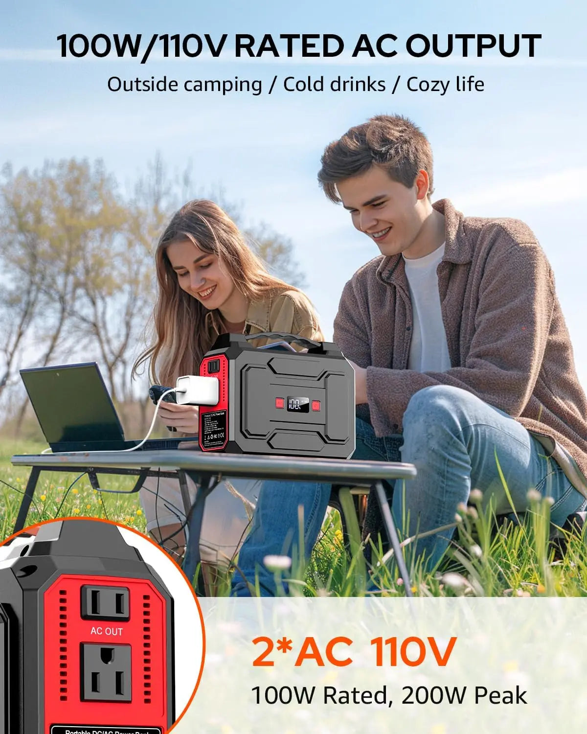 200W Solar Generator with 40W Panel, 146Wh Portable Power Station