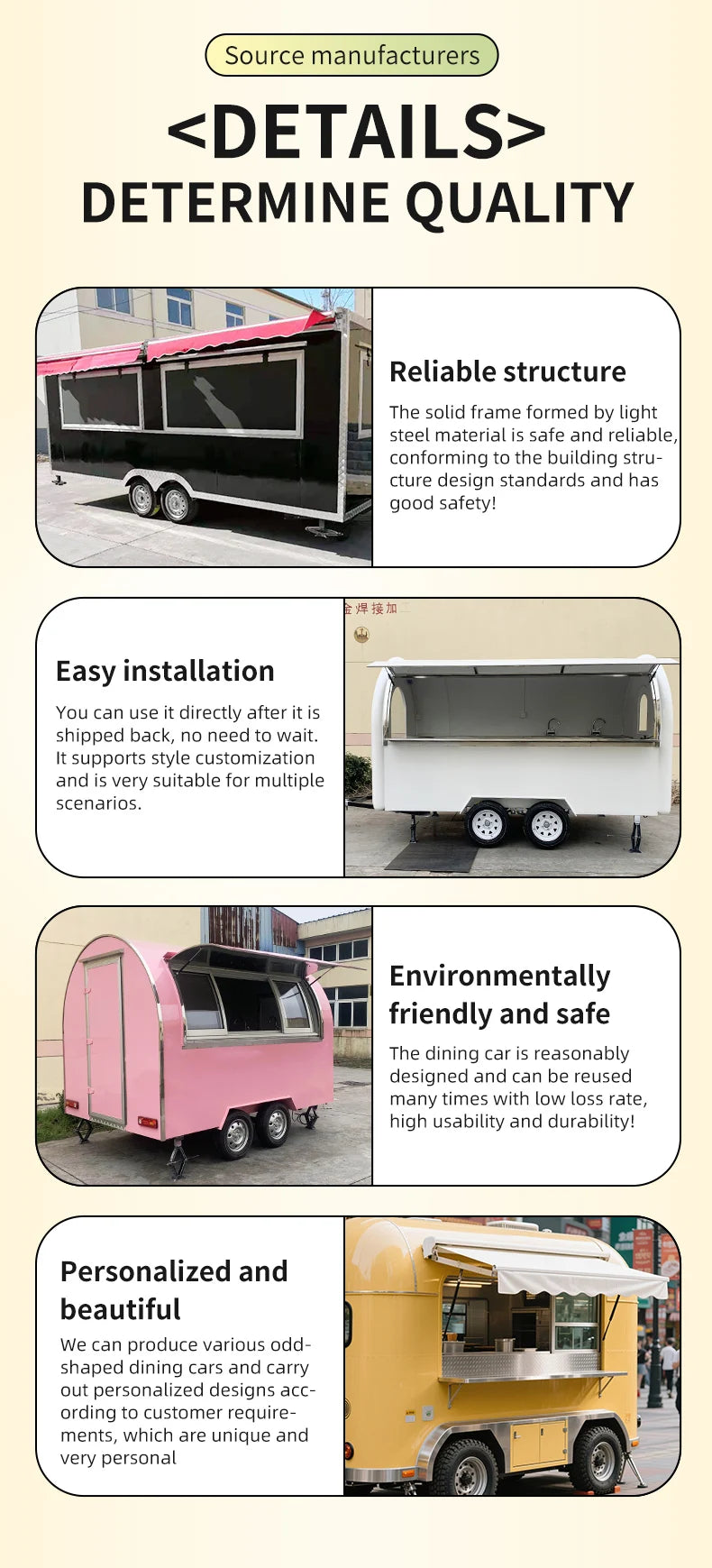 Small Mobile Food Truck with Fully Equipped Kitchen Pizza Concession Fast Food Van Trailer for Sale for Snacks Candies Chips