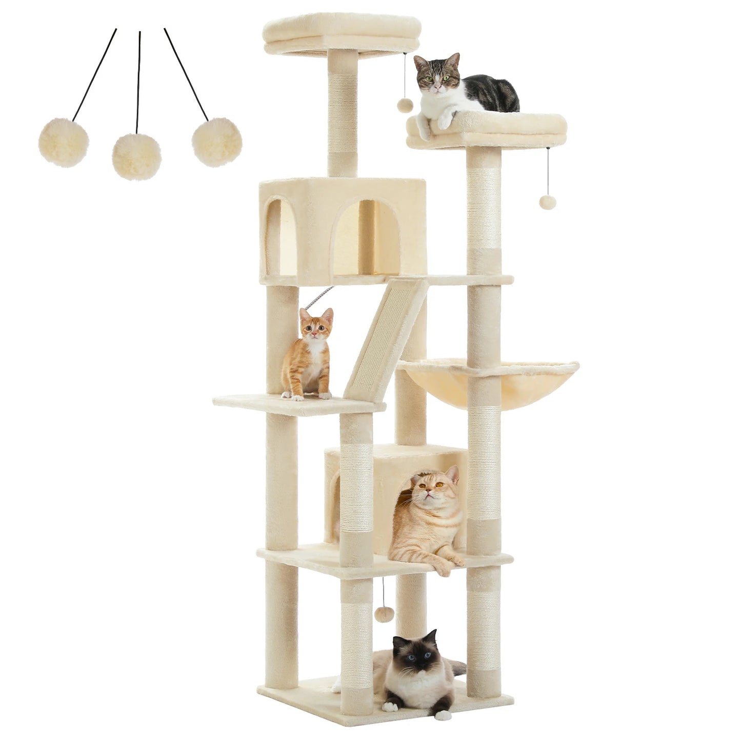 Large Cat Tree Tall Cat Tower for Indoor Cats Multi-Level Plush Cat Condo