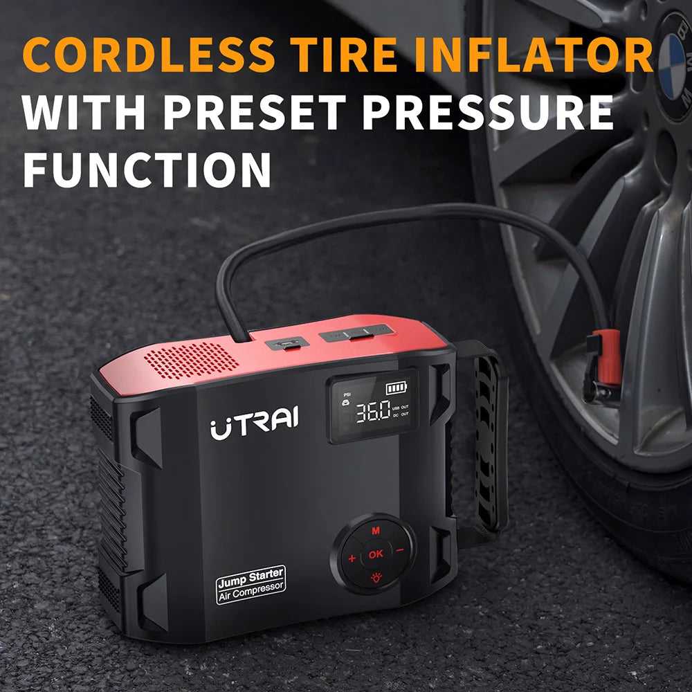 4 In 1 2000A Jump Starter Power Bank 16000mAh 150PSI Air Compressor