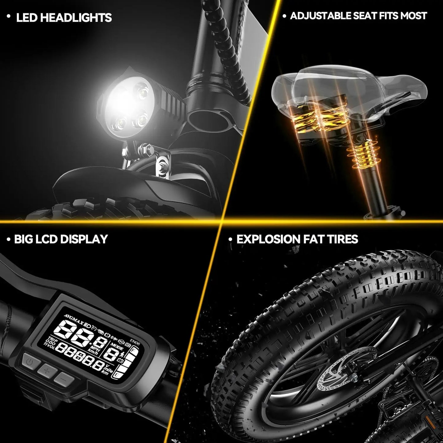 Removable Battery EBike,  Folding Electric Bike,80 Miles Max Range Adults,