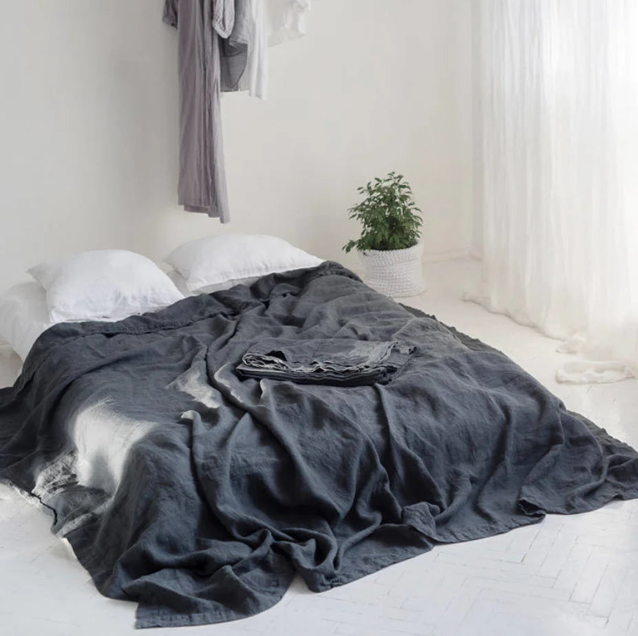 1Piece Washed French Bed linens Pure linen 100% Bedsheets Stone