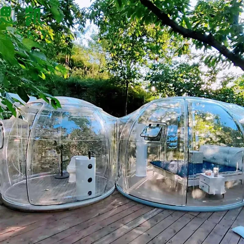 360° Transparent Bubble Room PC Dome House Glamping Starry Sky Room