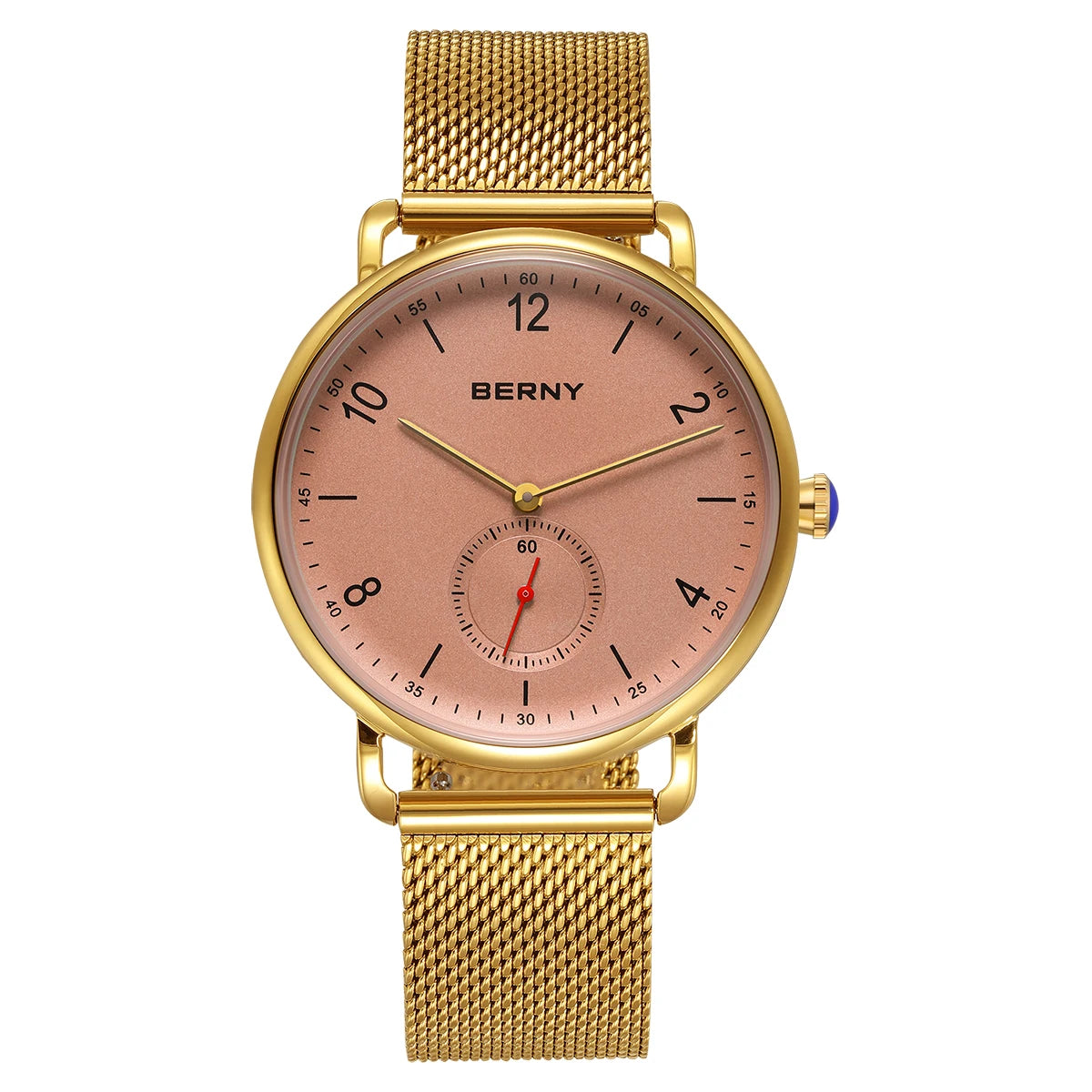 BERNY Quartz Men's Watch  Quality 316L Stainless Steel  Top Slim Case Fashion Couple's Wristwatch Simple Casual Men/Women Watches