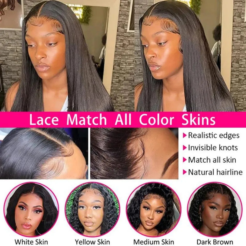 Straight Human Hair Wigs Frontal Wig Glu less
