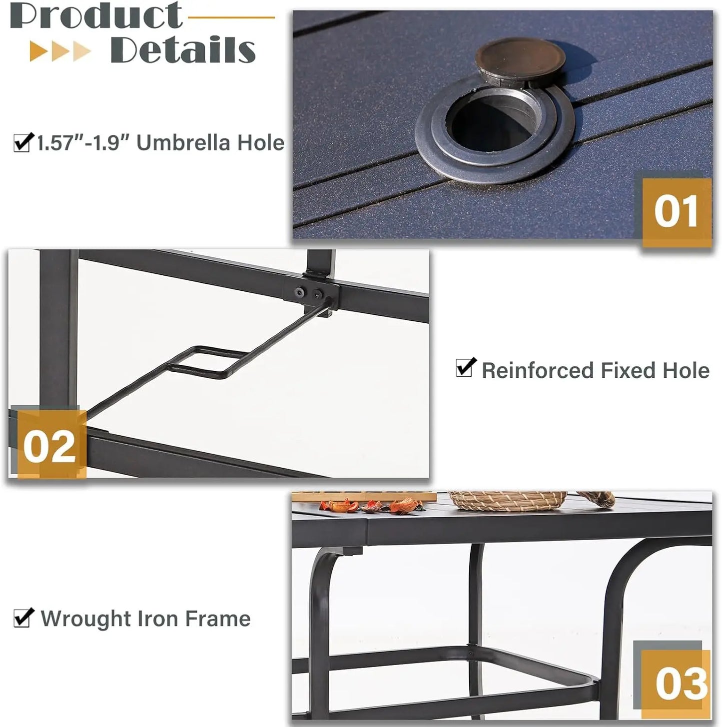 Patio Outdoor Table and Chairs Set with Umbrella Navy, Patio Dining Sets