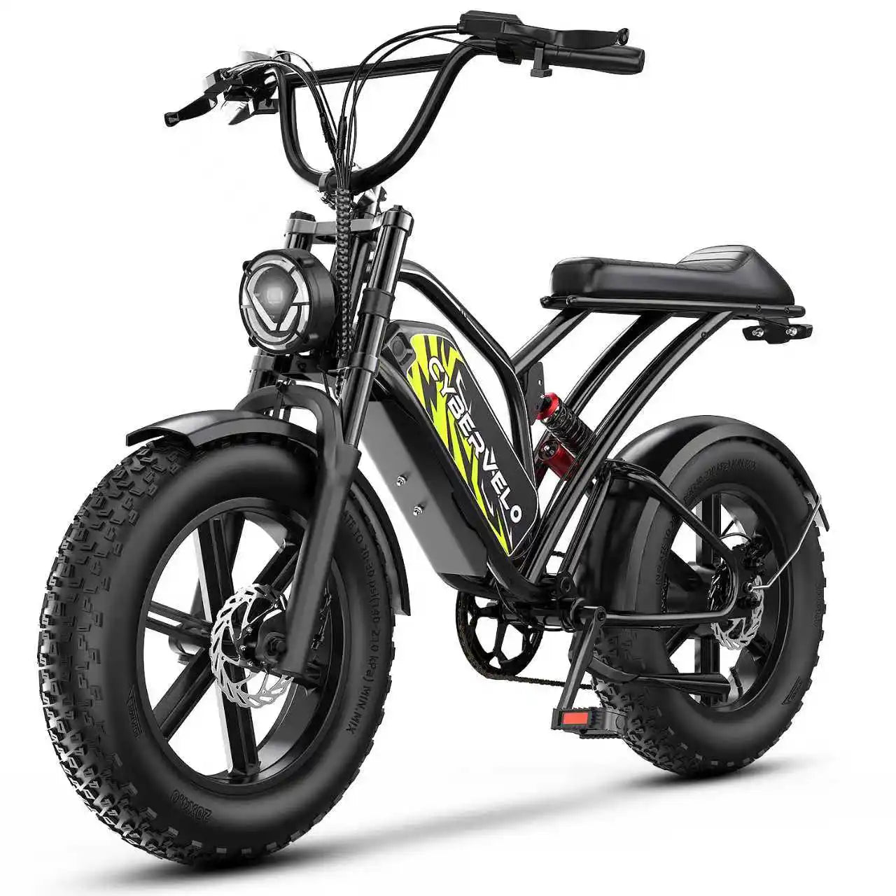 1600W Peak 20" Fat Tire All-Terrain E-Bike, 80 Miles 30MPH Electric Dirt Bike,