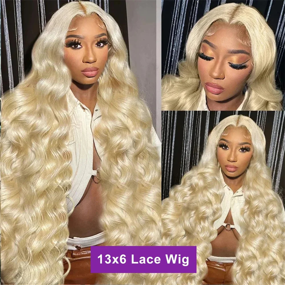 30 Inch Blonde Body Wave Lace Front Human Hair Wig