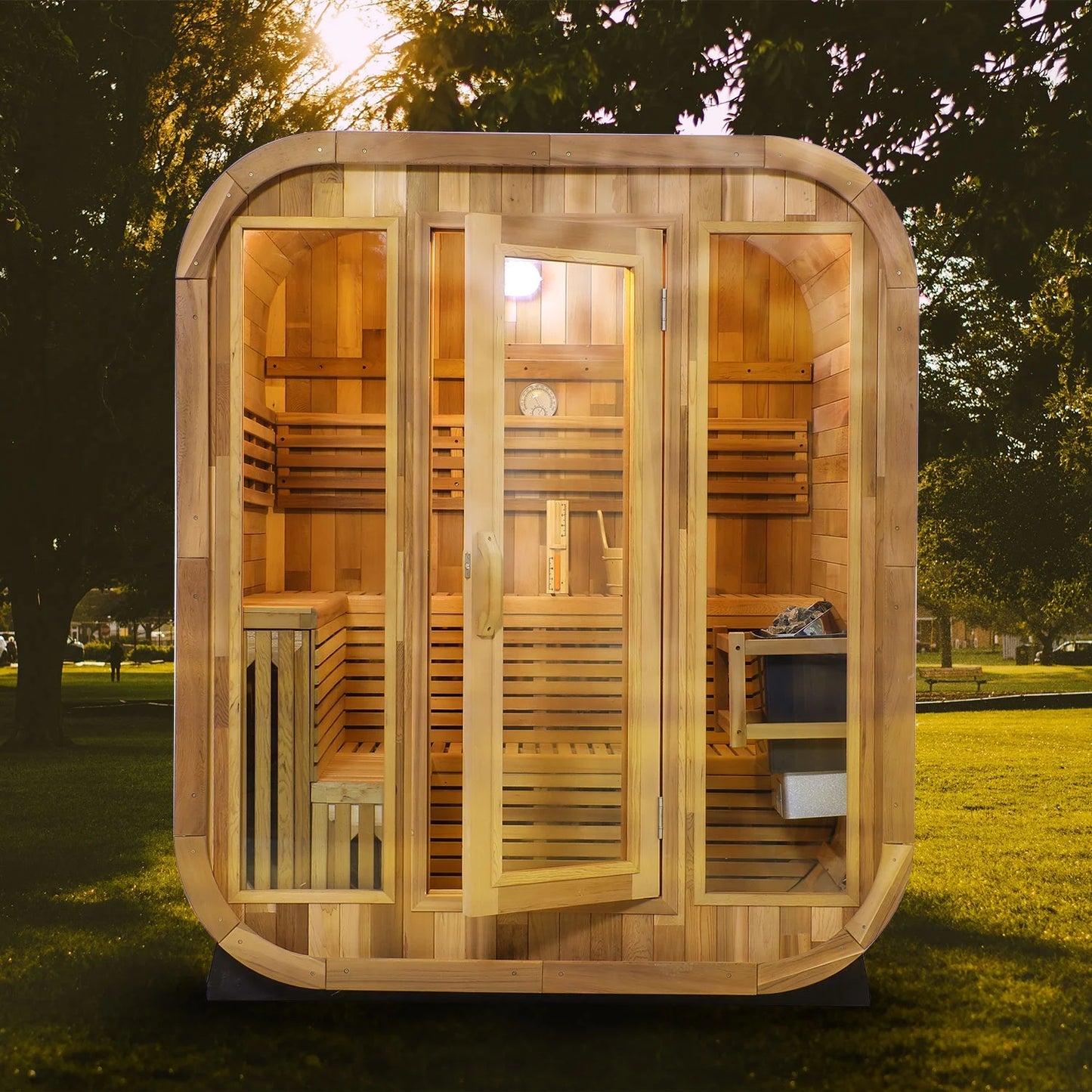 4-6 Persons Garden Sauna Room Outdoor Wooden Dome Sauna Spa Detox Relaxation