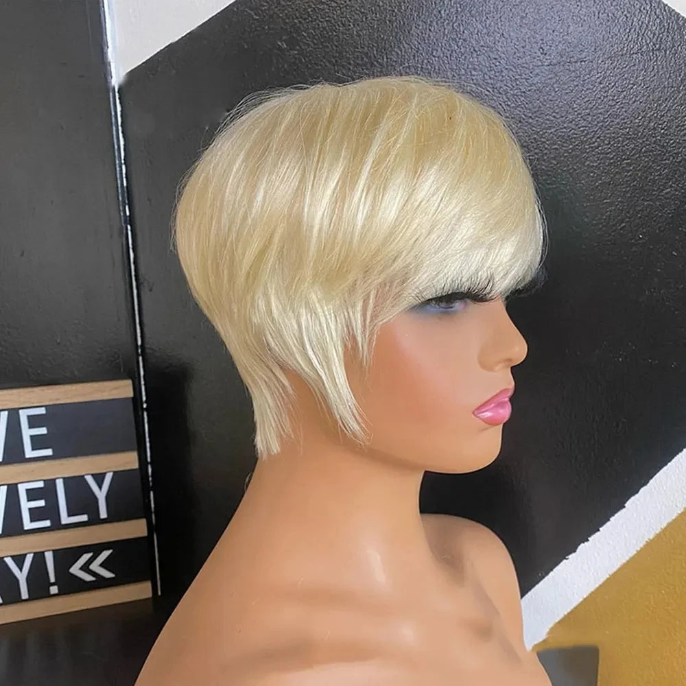 6inch 250% Density Remy Hair Wig 613 Blonde Color