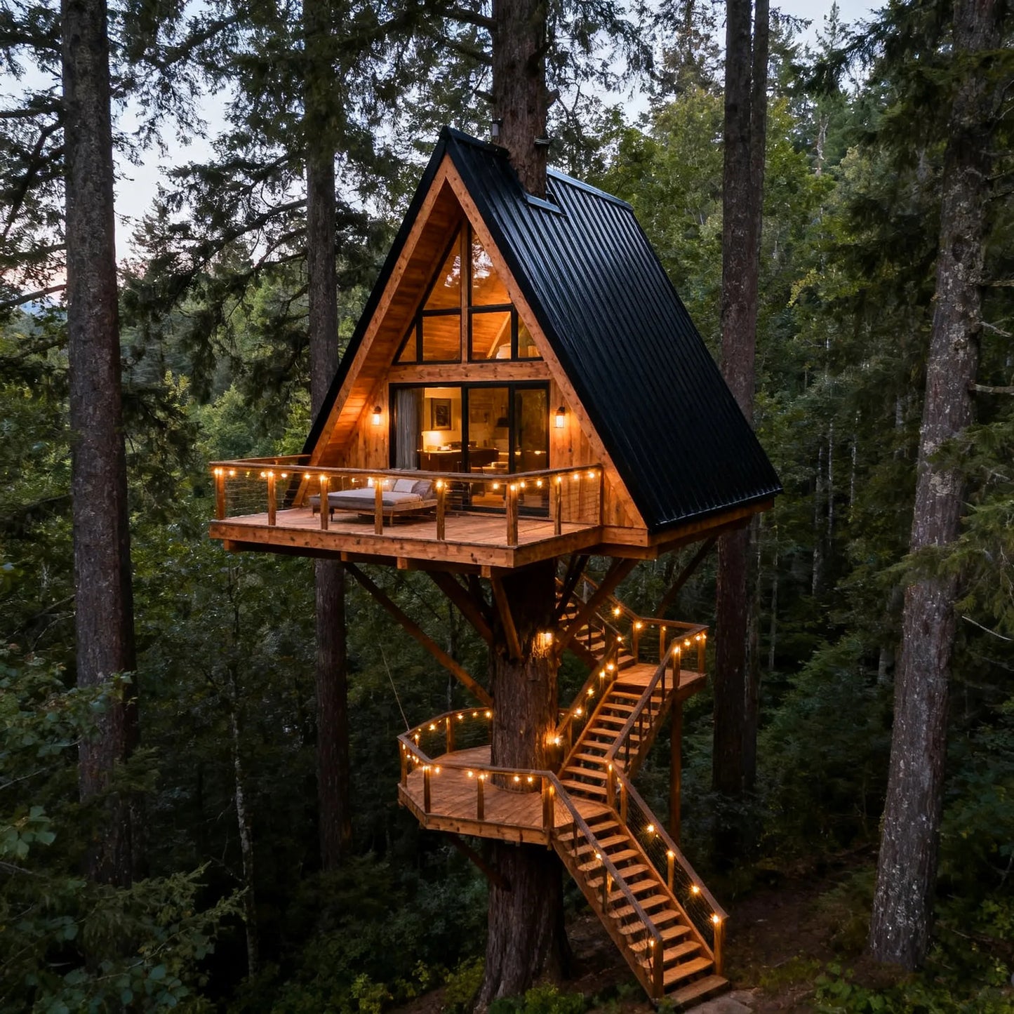 Modern Triangle A Frame House Prefabricated Tiny Cabin Portable Modular Wooden Villa Outdoor Living Home