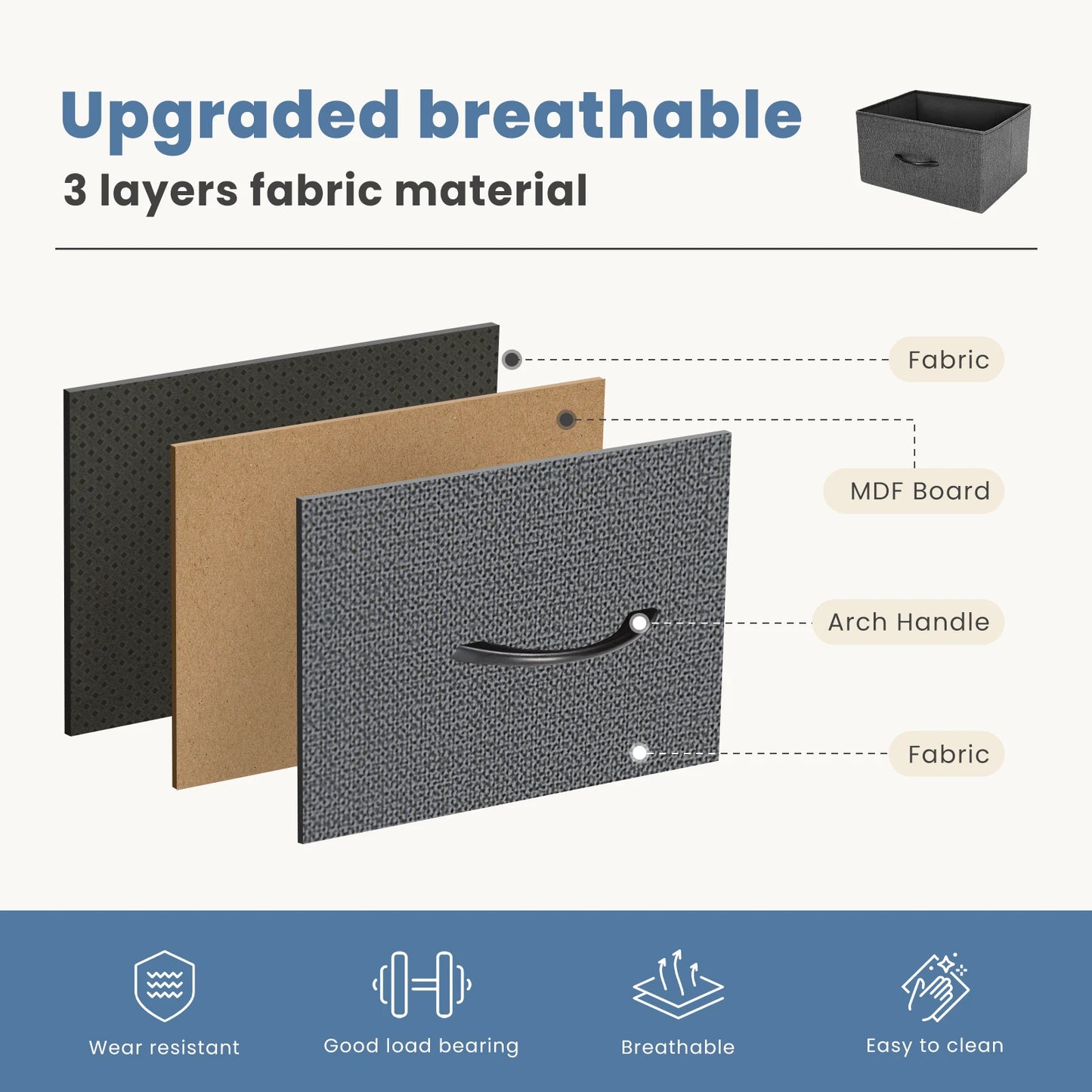 Dresser For Bedroom With 4 Fabric Drawers Nightstand Wardrobe