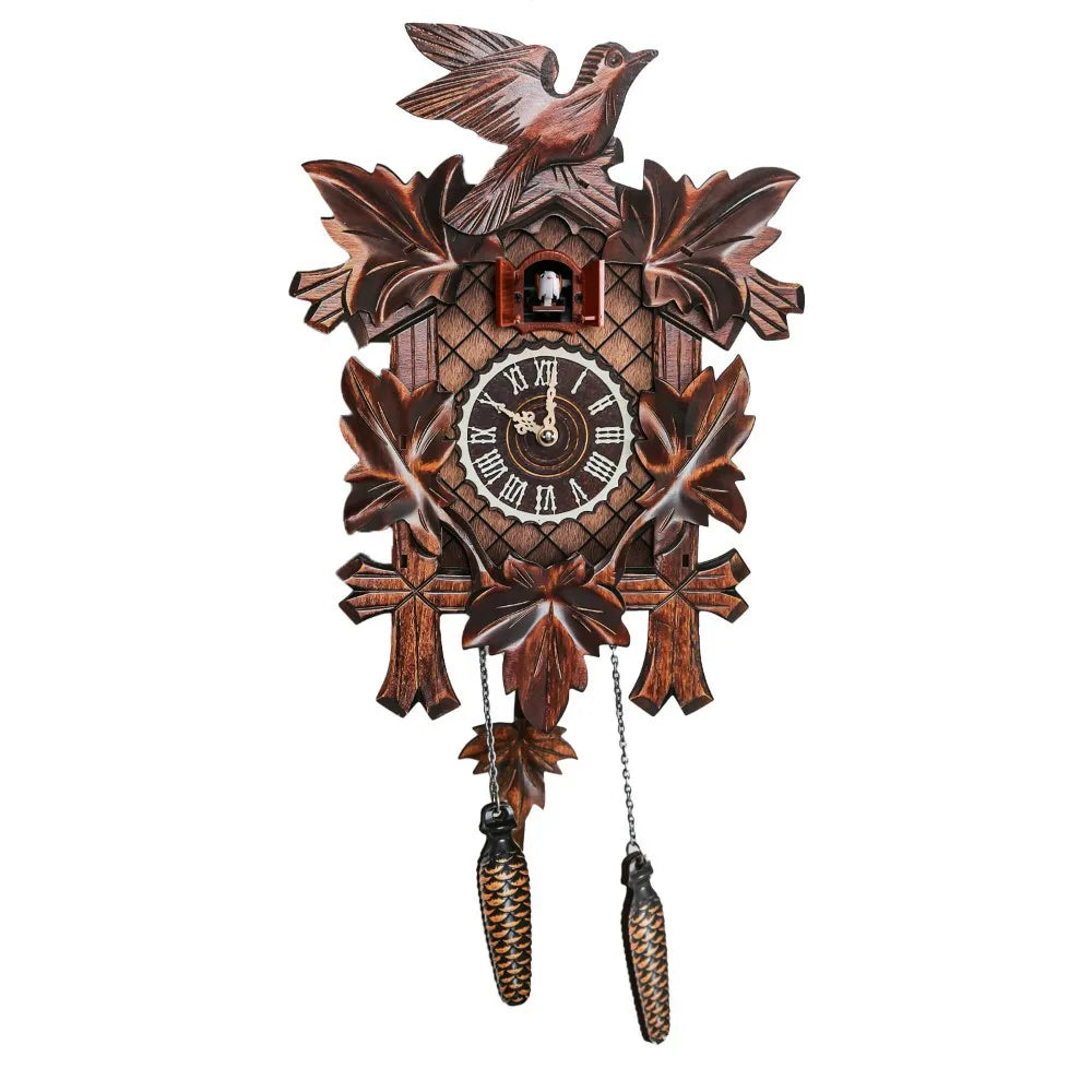 Vintage Cuckoo Wall Clock with Bird Chime Wall Watch Mechanism for Living Room