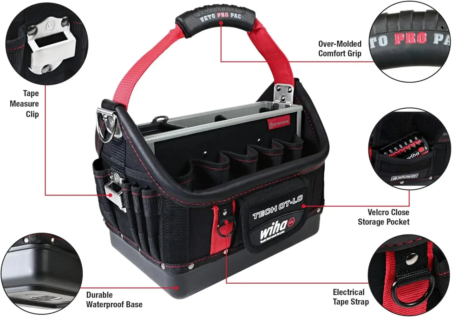 11 Piece Veto Red Stripe TECH OT-LC Open Tote Tool Kit