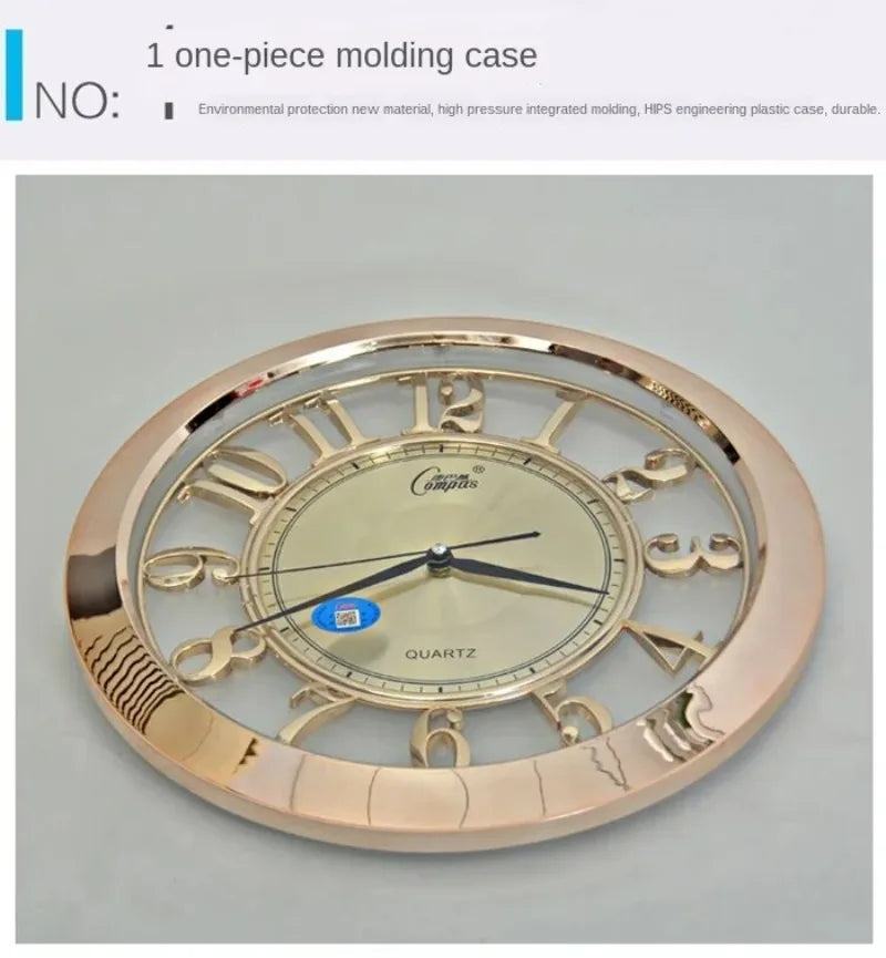 16-inch Large Wall Clock Vintage Silent Luxury Gold Shabby Chic Kitchen Home Wall Clocks
