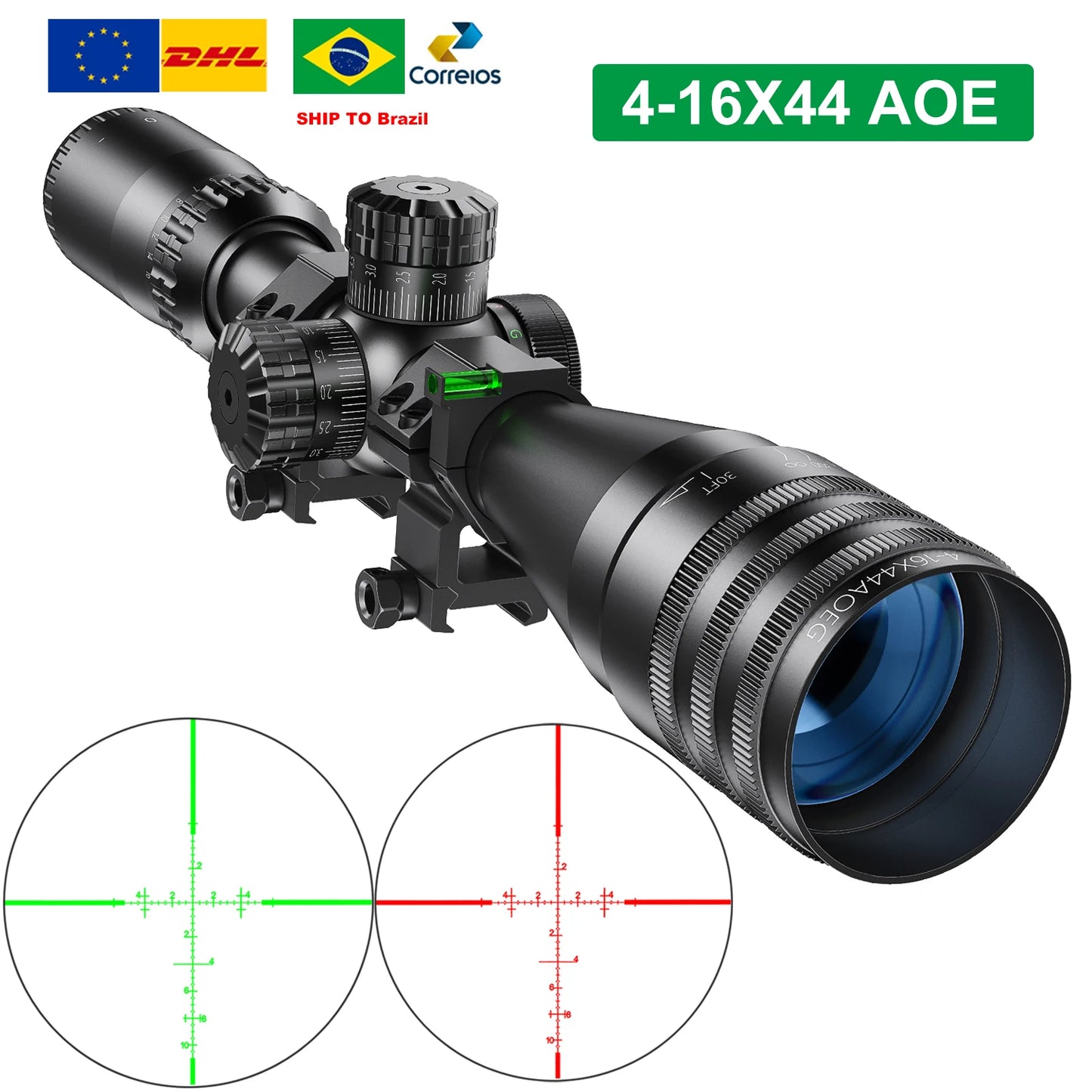 Tactical 4-16x44 Riflescope Hunting Scopes Tactical Airsoft Red Green Illuminated Sight Sniper
