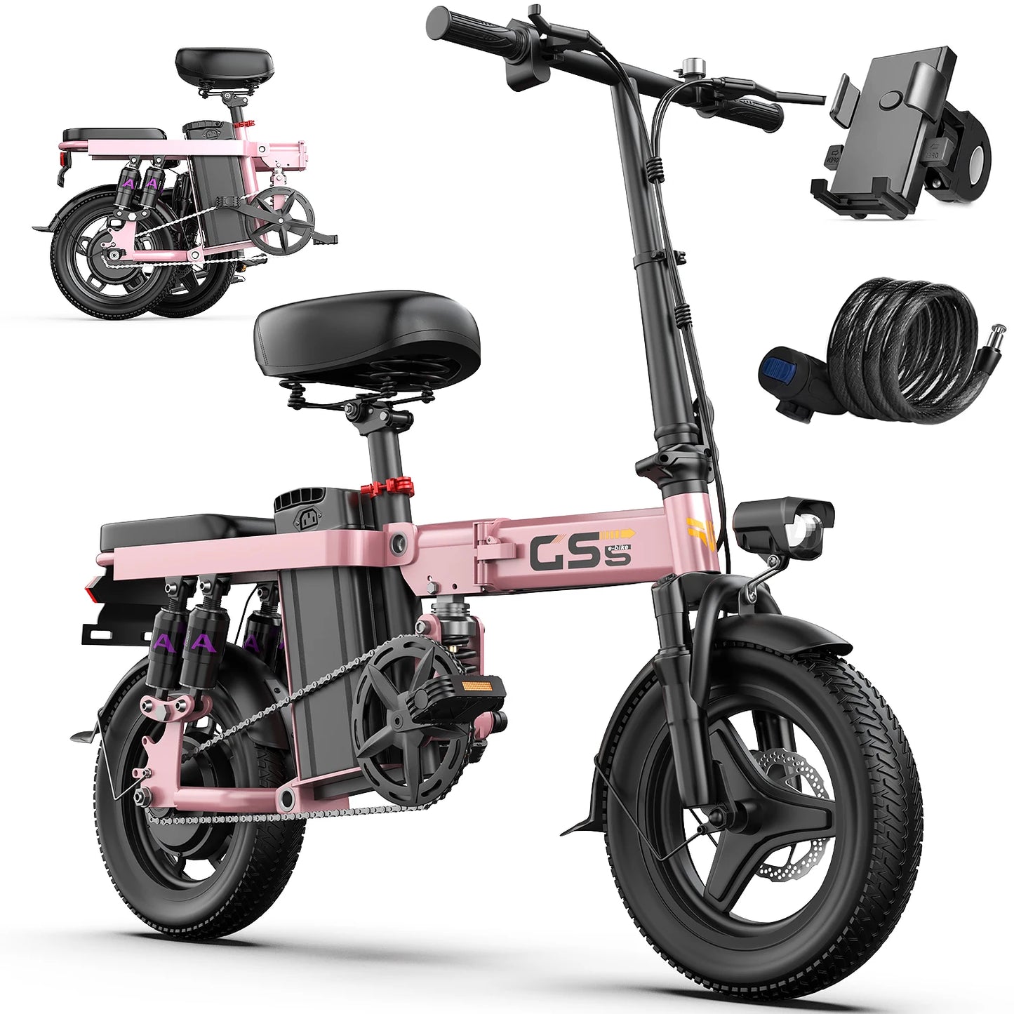 Battery EBike,30+MPH,740W Folding Electric Bike,35 Miles Max Range