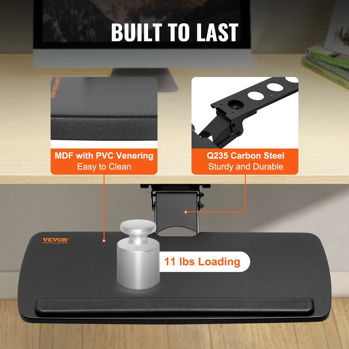 Keyboard Tray under Desk Adjustable Height and Angle Keyboard Tray Slide