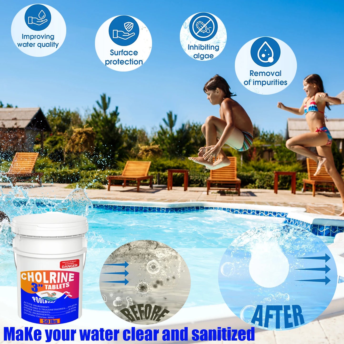 3 inch 50 Pounds Chlorine Tablets ,  Stabilized Chlorine Tablets
