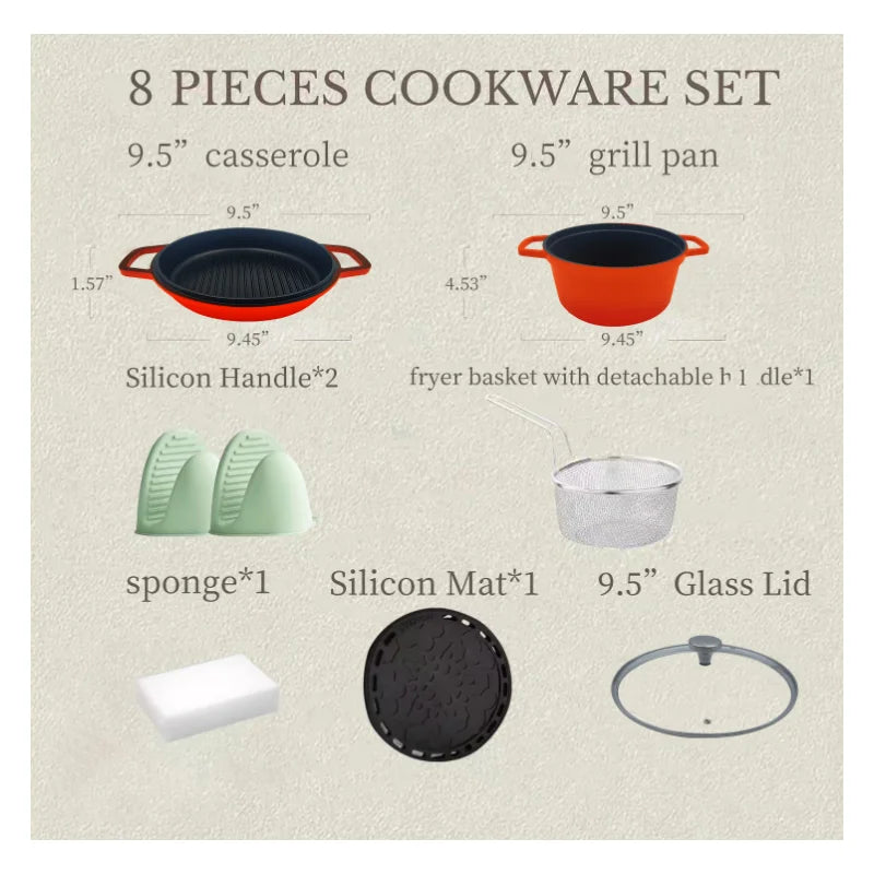 8PCS Pots and Pans Set Non Stick, Cookware Set