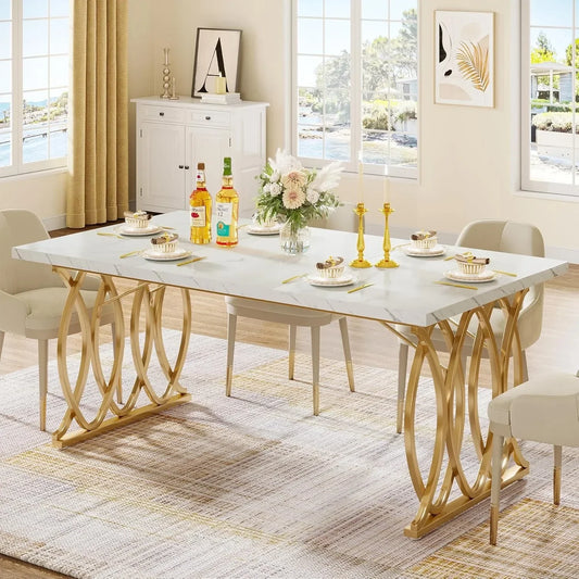 Dining Table, 63" Large Kitchen Table for 4-6 People