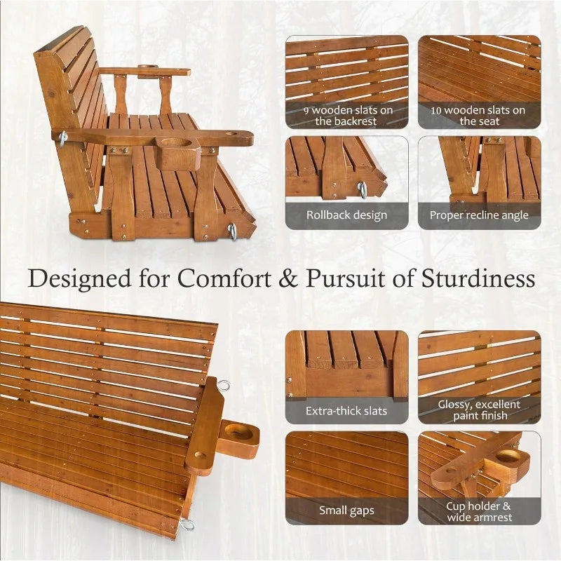 Wooden Porch Swing 2-Seater