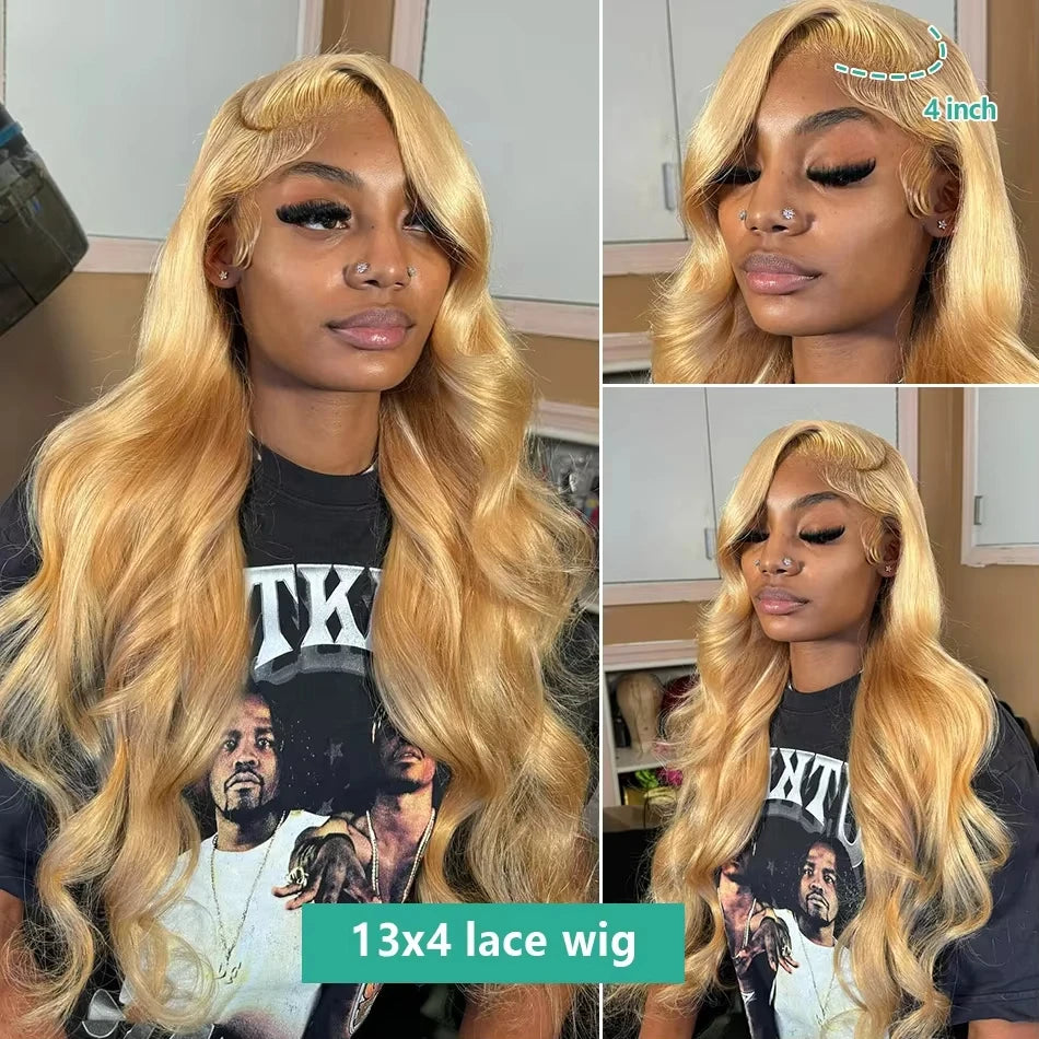 27# Honey Blond 13x4 Body Wave Lace Frontal Human Hair Wigs