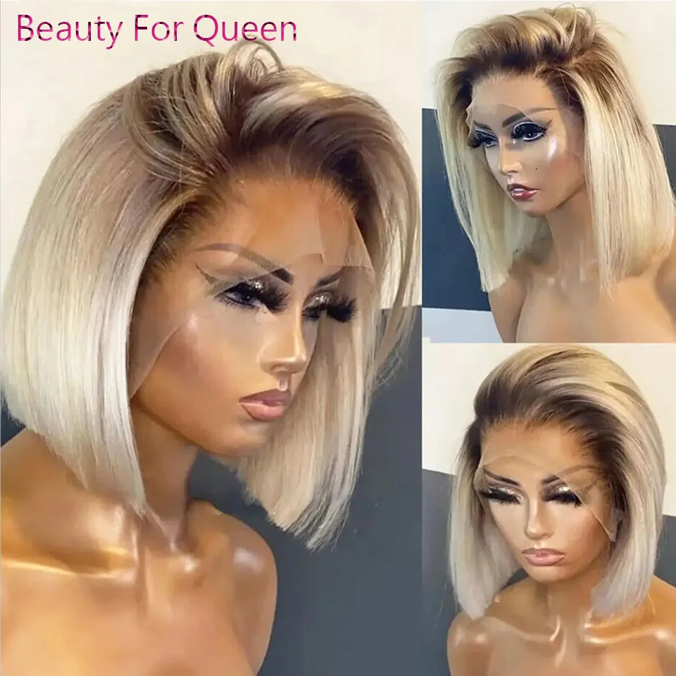 Blonde Short Bob Wig Lace Front Human Hair Wigs