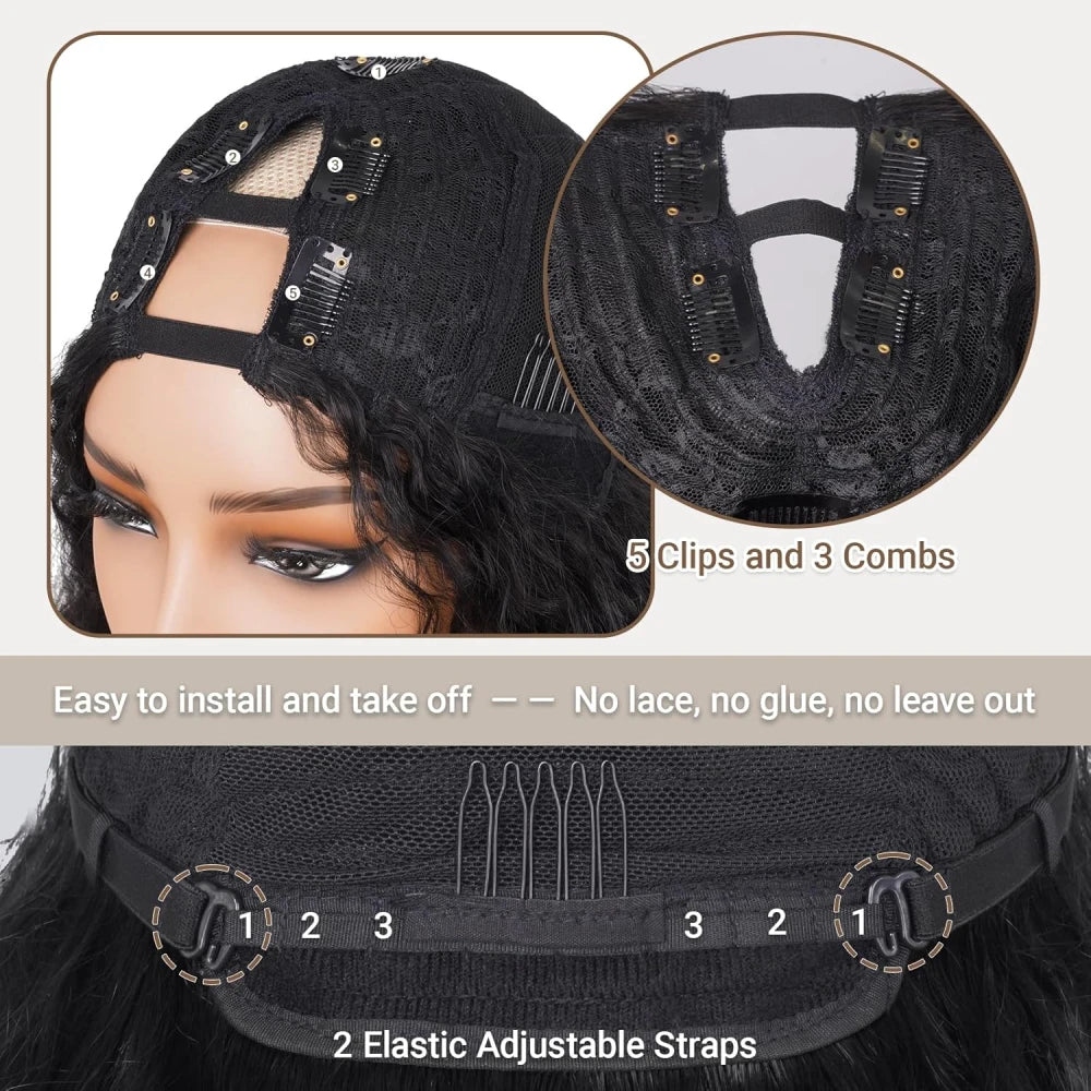 No Leave Out V Part Body Wave Wigs 200% Density Upgrade Brazilian Hair 32 Inches