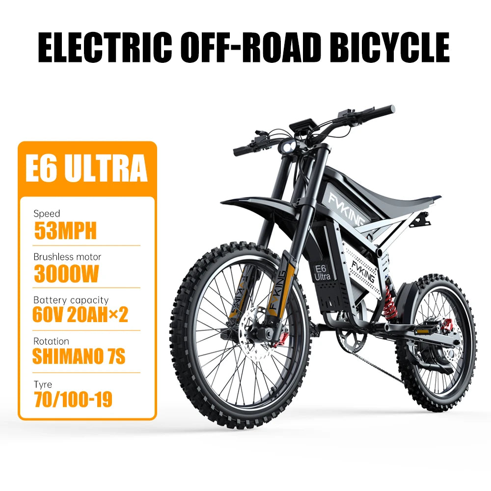 Electric Bike 6000W Peak Electric Dirt Bike 60V30AH Battery